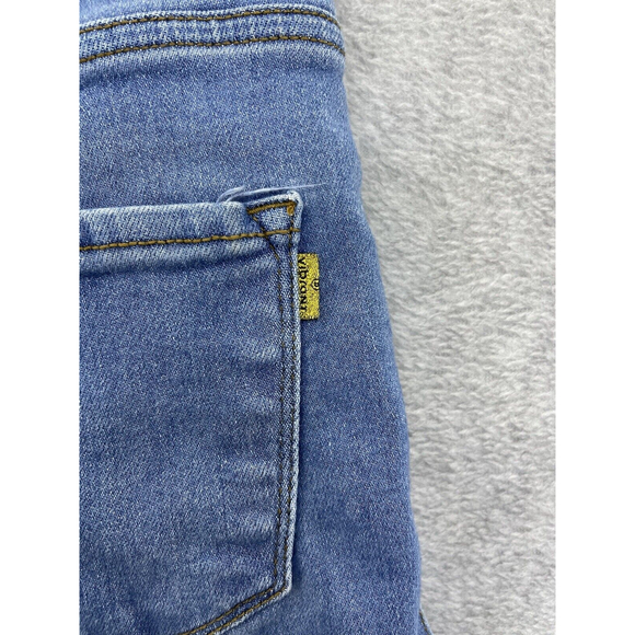 Vibrant Denim Shortie Shorts Hot Pants Medium Wash Medium Cutoff High Open side - Picture 3 of 9